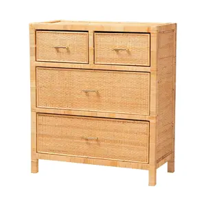 bali & pari Vaere Natural Brown Rattan and WoodCabinet