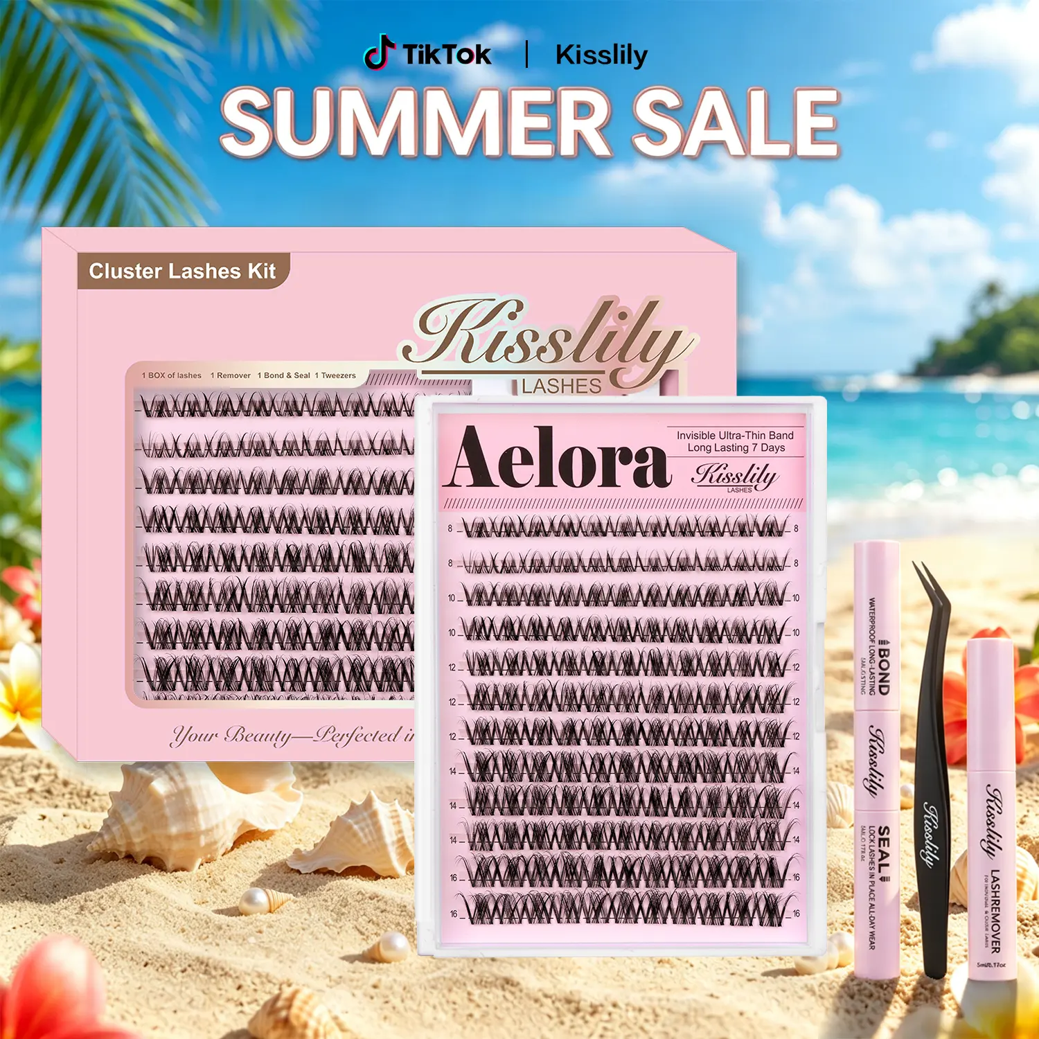 Aelora |Kisslily Spider Lashes| Kylie&Kim Lashes Vibe but Better Long-Lasting Waterproof & Super Soft&Thin Invisible Band | Waterproof Long-Lasting Natural Daily Beginner-Friendly DIY Lashes for Flawless Look Trendy Must-Have Breeze#summerfinds