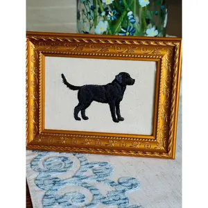 Black Labrador Retriever Dog Machine Embroidered and Framed! Unique Canine Charm Tabletop Decor for Home or Office! Other Designs and Breeds Available!