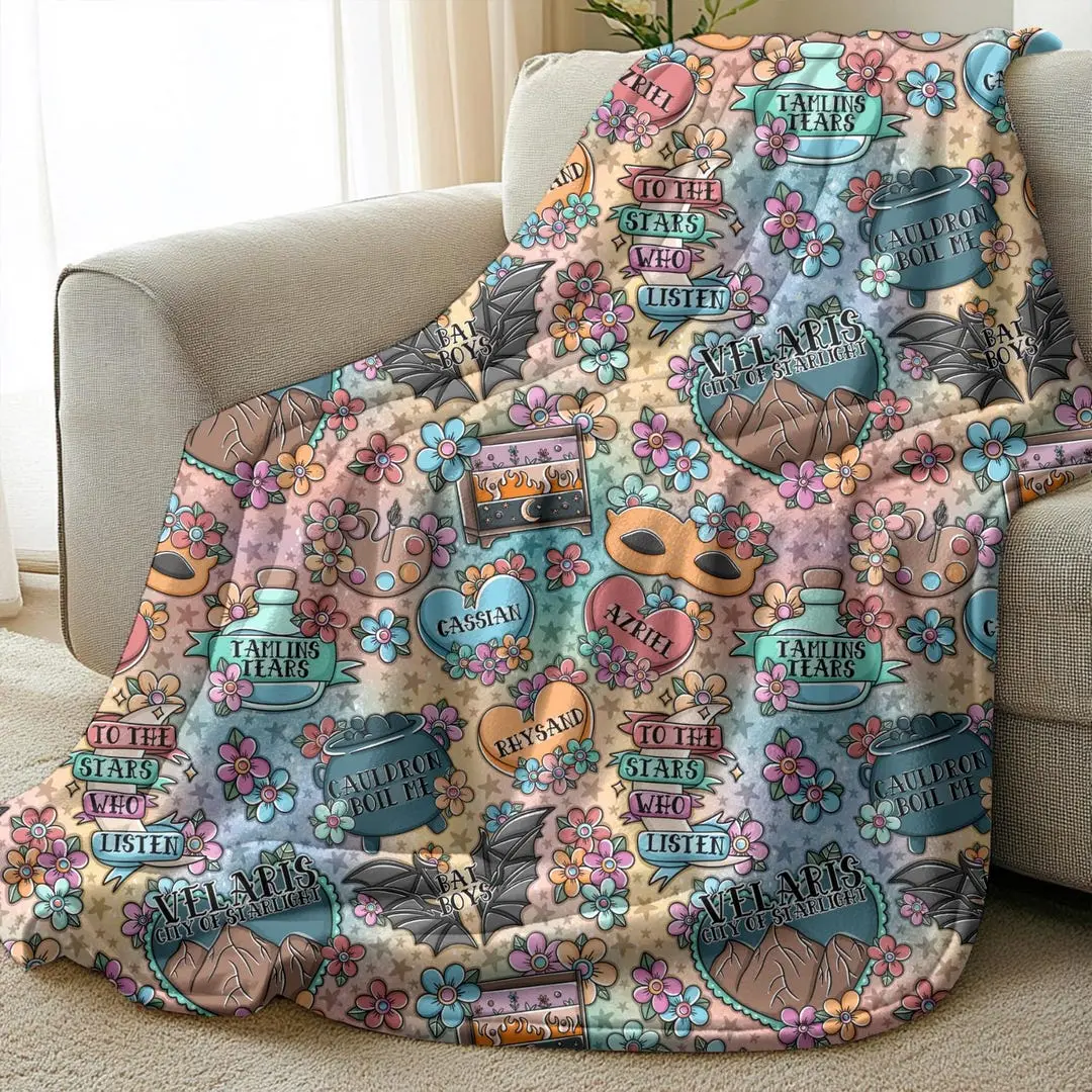 Velaris ACOTAR Blanket | Fleece Material | Gift for Her | Queen Size | Bookish Blanket | Extra Large | Decor