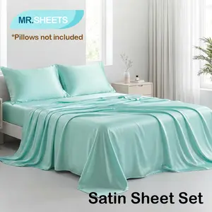 NTBAY Satin Sheet Set 3/4 Piece, Silky Smooth Cooling Bed Sheets for Hair and Skin, Luxury Breathable Bedding with Deep Pockets, Bedsheet Set