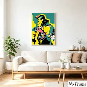 Cyberpunk Edge Runner Canvas Wall Art Poster, Vibrant Neon Colors, High-Quality Print, Perfect for Bedroom and Game Room Decor