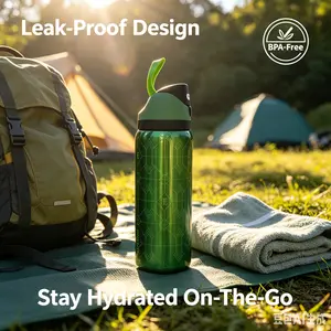 Owala ColorDrop Stainless Steel Insulated Water Bottle, Glossy Metallic Emerald Green Geometric E Monogram Print, Lift-To-Unlock Lockable Leak-Proof Flip Spout, 24 Hours Cold Retention, Neutral Preppy Outdoor Travel Tumbler For Men Women Hiking College, F