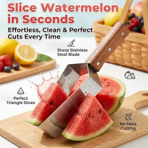 Triangular Watermelon Cutter, Large Slice Watermelon Slicer, Stainless Steel Summer Fruit Divider, Kitchen Camping Picnic Tool