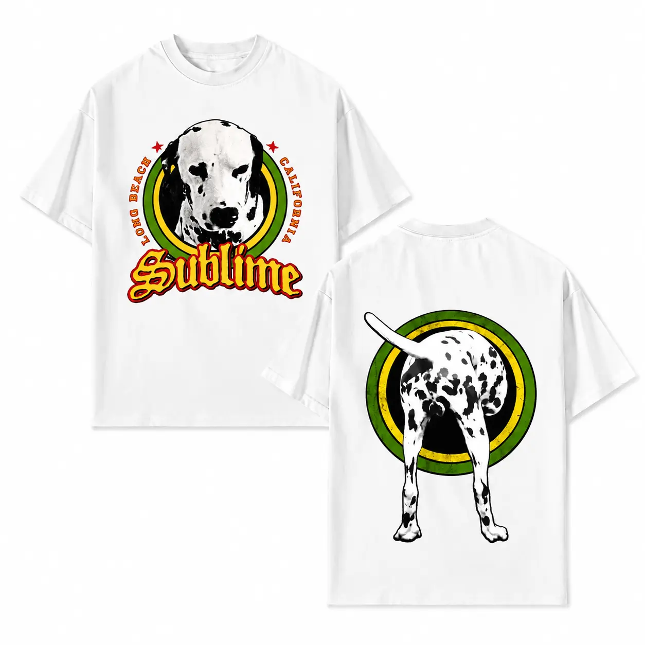 Dalmatian Dog Graphic Tee, Men's Cotton Fabric Short Sleeve T-Shirt, Crew Neck Casual Shirt with Retro Dog Print Design, Streetwear Top for Everyday Wear, Vintage Tee, Good Graphic Tees, Trendy T-Shirts, Casual Streetwear