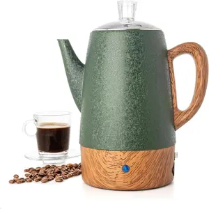 10 Cup Percolator Coffee Pot Electric, Stainless Steel Coffee Percolator Electric With Keep Warm Function, Classic Perculator Pot With Removable Basket for Home or Office - Shiny Green