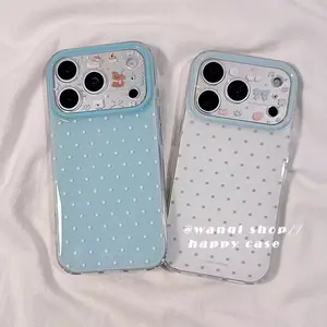 Niche high-end blue and white polka dot phone case suitable for iPhone 116PROMAX, iPhone 17, niche 14, double-layer 13, hard case