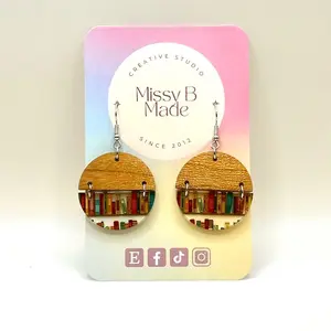 Cherry and acrylic bookshelf earrings