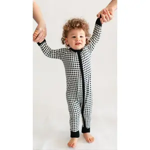 Infant Romper in Black Gingham