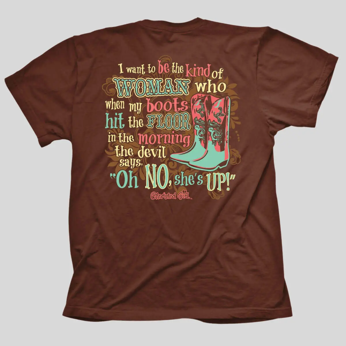 Women's Short-Sleeve Graphic T-Shirt with Sassy 'Oh No' Cowboy Boots Print, Casual 100% Cotton Top with Reinforced Bottom Hem, Shortsleeve, Tshirt, Lady, Round Neck, Fit