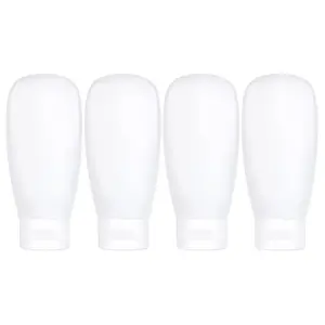 TSA Approved Travel Bottles Set for Toiletries Travel Size Containers Kit 4 Pack Portable Leak Proof Refillable Squeeze Cosmetic Airplane Essential Shampoo Hair Conditioner Body Lotion Bath Shower Gel
