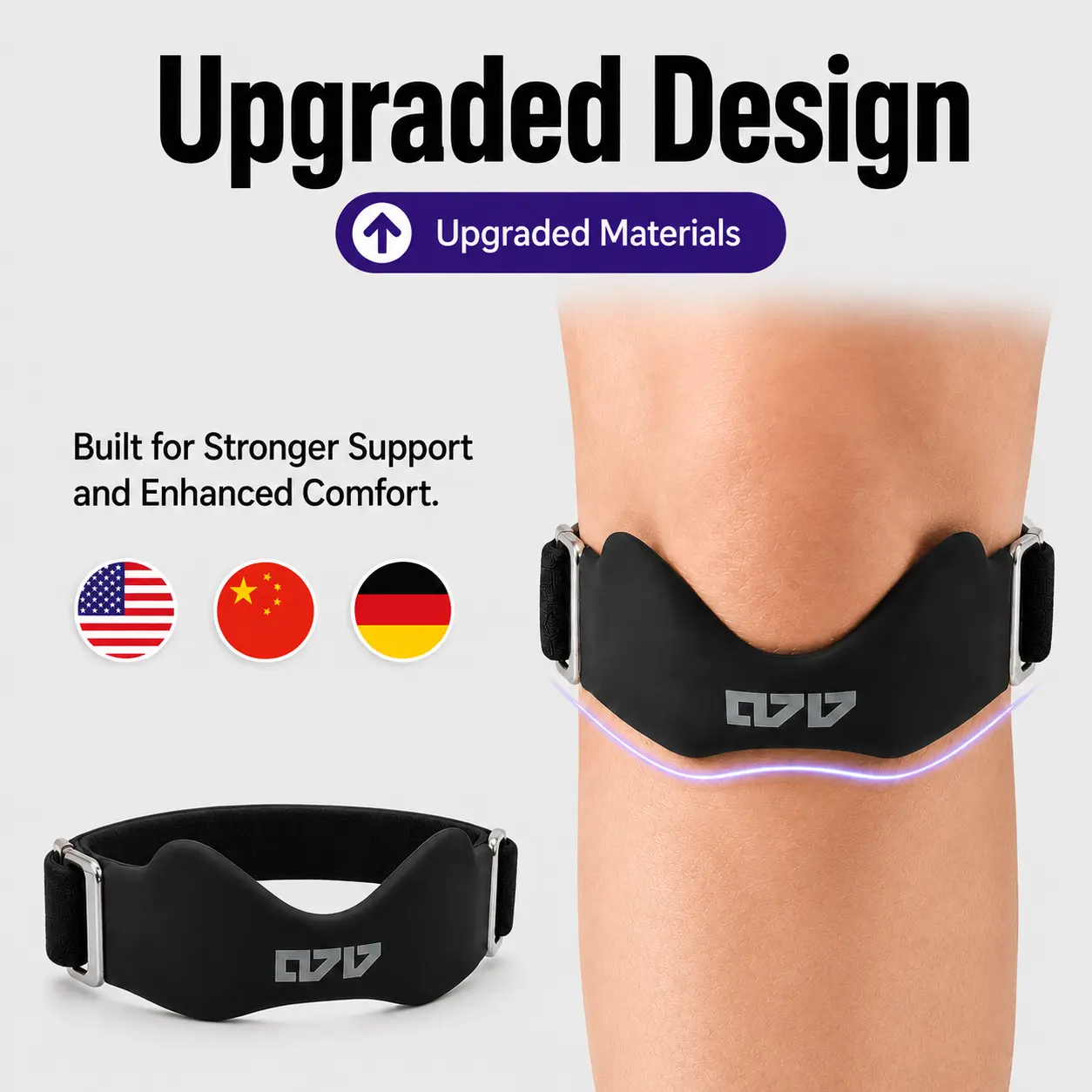 HYPICHOR Patellar Tendon Knee Strap for Men & Women, Adjustable Knee Support Brace with 3D Silicone Cushion Pad, Non-Slip Patella Band, 15.7 in Extended Fit for Running, Basketball, Volleyball, Squats, Hiking, Gym Workouts & Jumper’s Knee Support