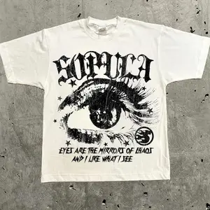Eye Sopula Mens Y2K Graphic T Shirt Streetwear Cotton Tee, Unisex Vintage Graphic Tees Gothic Grunge Y2k Emo Scene Amity Affliction Style Clothes Men Women Streetwear  Menswear