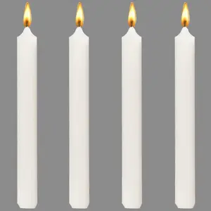 8 inch White Taper Candles Set of 4 count,Long Candle Sticks Unscented,  with  Wick, Ideal for Halloween,Christmas,Thanksgiving,Dinner, Weddings &  (8 INCH, White)