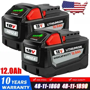 2PACK 18V 12.0Ah For Milwaukee M18 Lithium Extended Capacity Battery 48-11-1880 outdoorfun