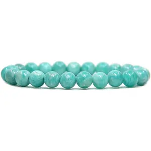Natural Brazilian Amazonite Gemstone 8mm Round Beads Stretch Bracelet 7 Inch Unisex