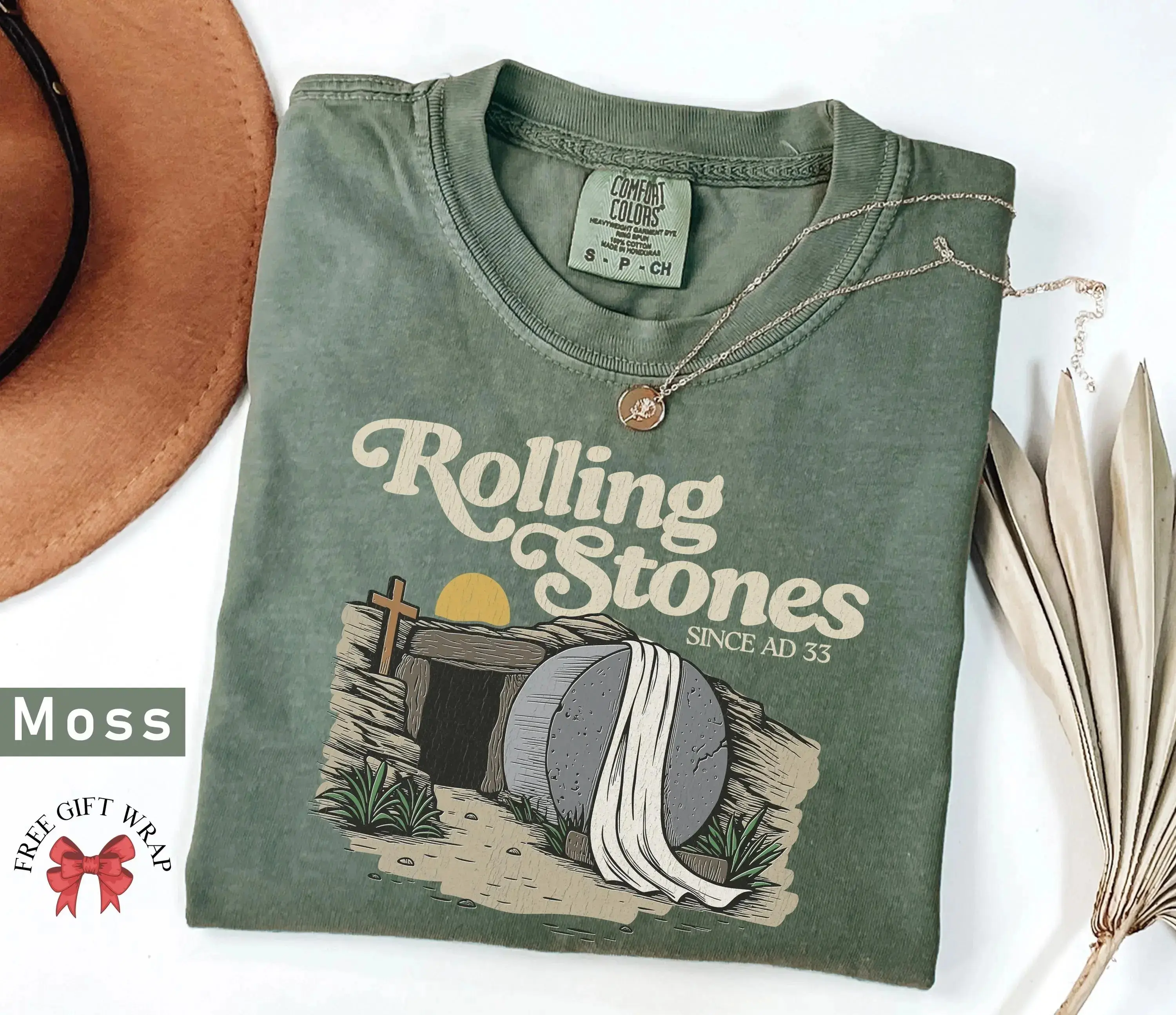 Comfort Colors Rolling Stones T-Shirt, Easter Clothes, Jesus Apparel, Catholic Shirt For Kids, Gift For Christian Woman, Faith-Based Tee, Vintage Fall Christian Sweatshirt for Men & Women, Cozy Unisex Gildan Sweater Gift