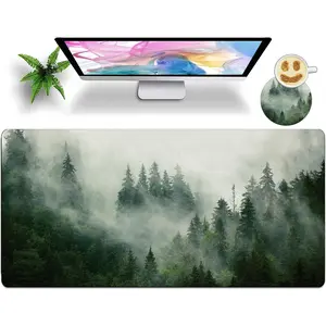 Forest Extended Large  Pad with Stitched Edges, XXL  Pad Large 31.5x15.7 Inch, Desk Mat Keyboard Pad Non Slip Base Gaming Mousepad Functional Desk Pad