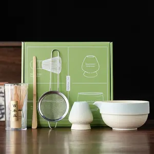 5 Pcs Matcha Whisk Set ,Ceramic Matcha Set,Matcha Kit for Ceremony,Complete Travel Matcha Tea Set,Matcha Set Whisk and Bowl,Gifts for Matcha Lover