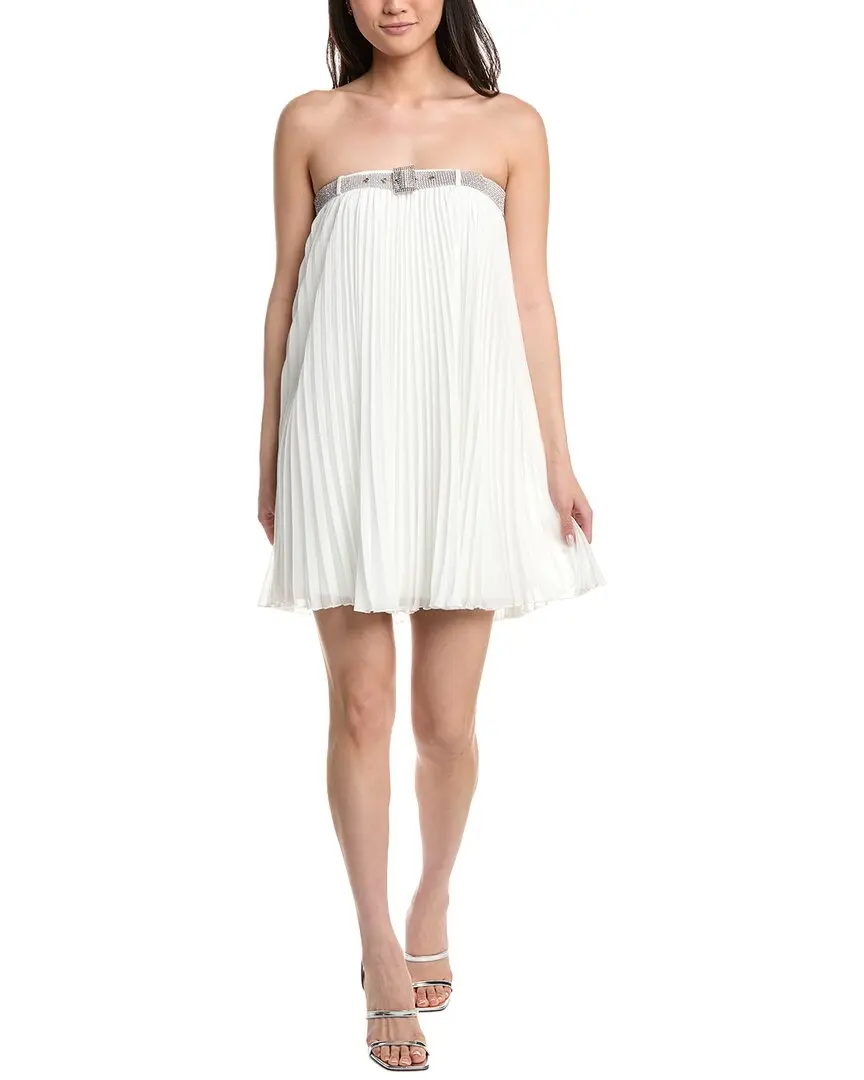 Tadashi Shoji Jemny Pleated Chiffon Trapeze Mini Dress