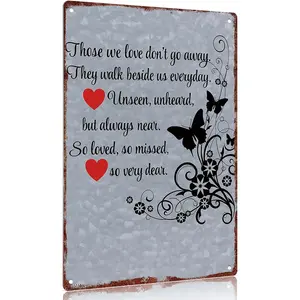 Those We Love Don't Go Away Memorial Quote Print, Sympathy Remembrance Wall Art with Butterflies, Sentimental Decor for Grief & Comfort, 12x8 Inch