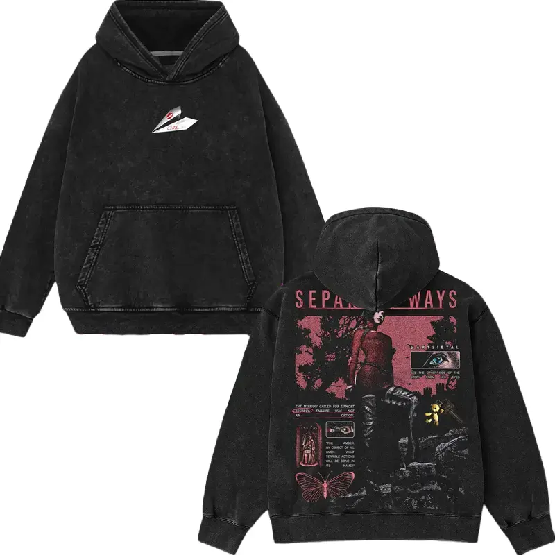 Ada Wong Resident Evil 4 Graphic Tee Hoodie Sweatshirt Vintage Acid Wash Black Cotton Double Print Gaming Streetwear Retro Casual Fit
