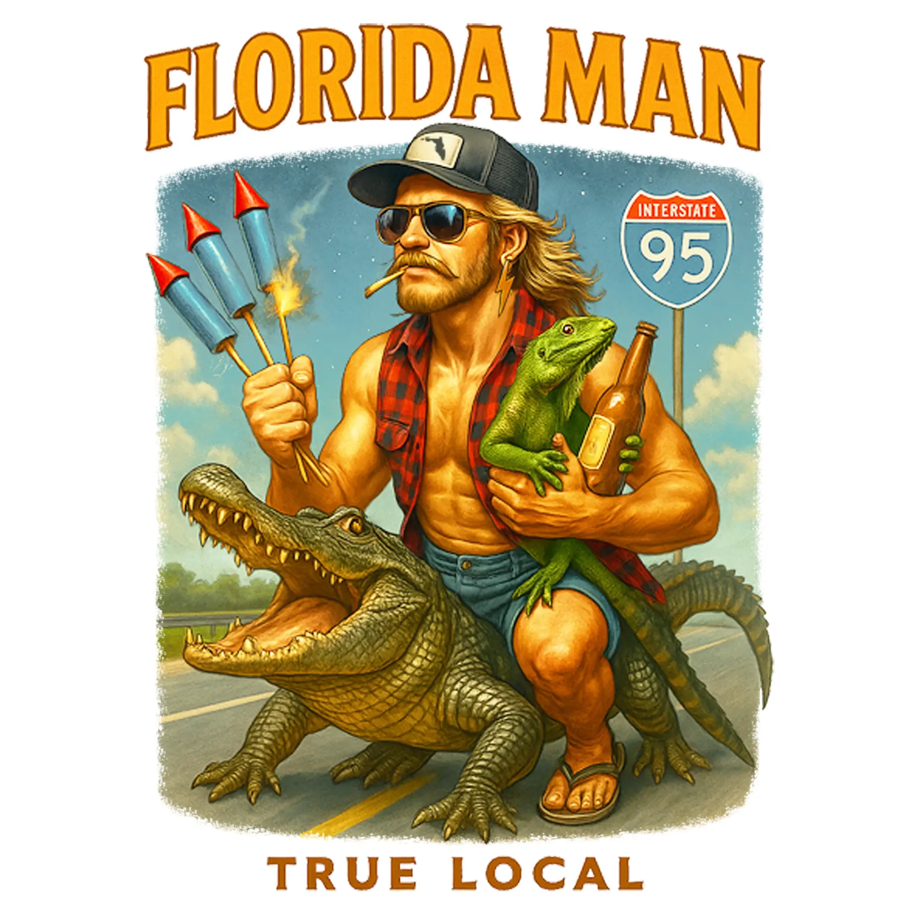 Florida Man UV Sticker – White – Alligator Gator Decal