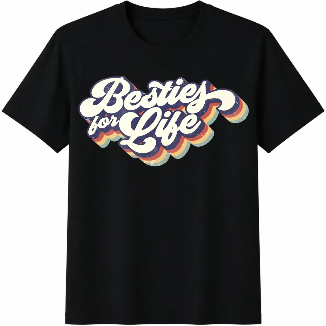 Besties for Life Retro T-Shirt: BFF Matching Shirt
