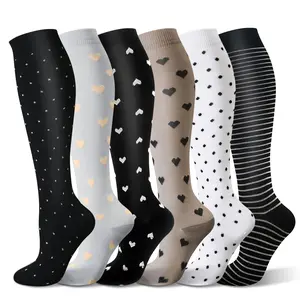 6 pairs of cartoon nurse pattern knee-high compression socks