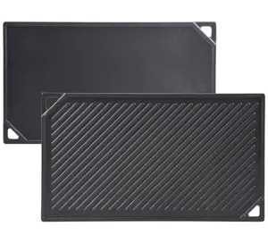 Reversible Cast Iron Grill/Griddle Pre-Seasoned Cooking Use on Stove, Grill, or Campfire pan Heavy-Duty, Home Korean BBQ Multi-Function Cooking skillet comal para tortillas Barbecue Utensils mexican kitchen cookware small frying