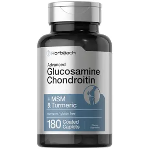 Horbäach Glucosamine Chondroitin | Plus MSM & Turmeric | 180 Coated Caplets | Non-GMO, Gluten Free Supplement
