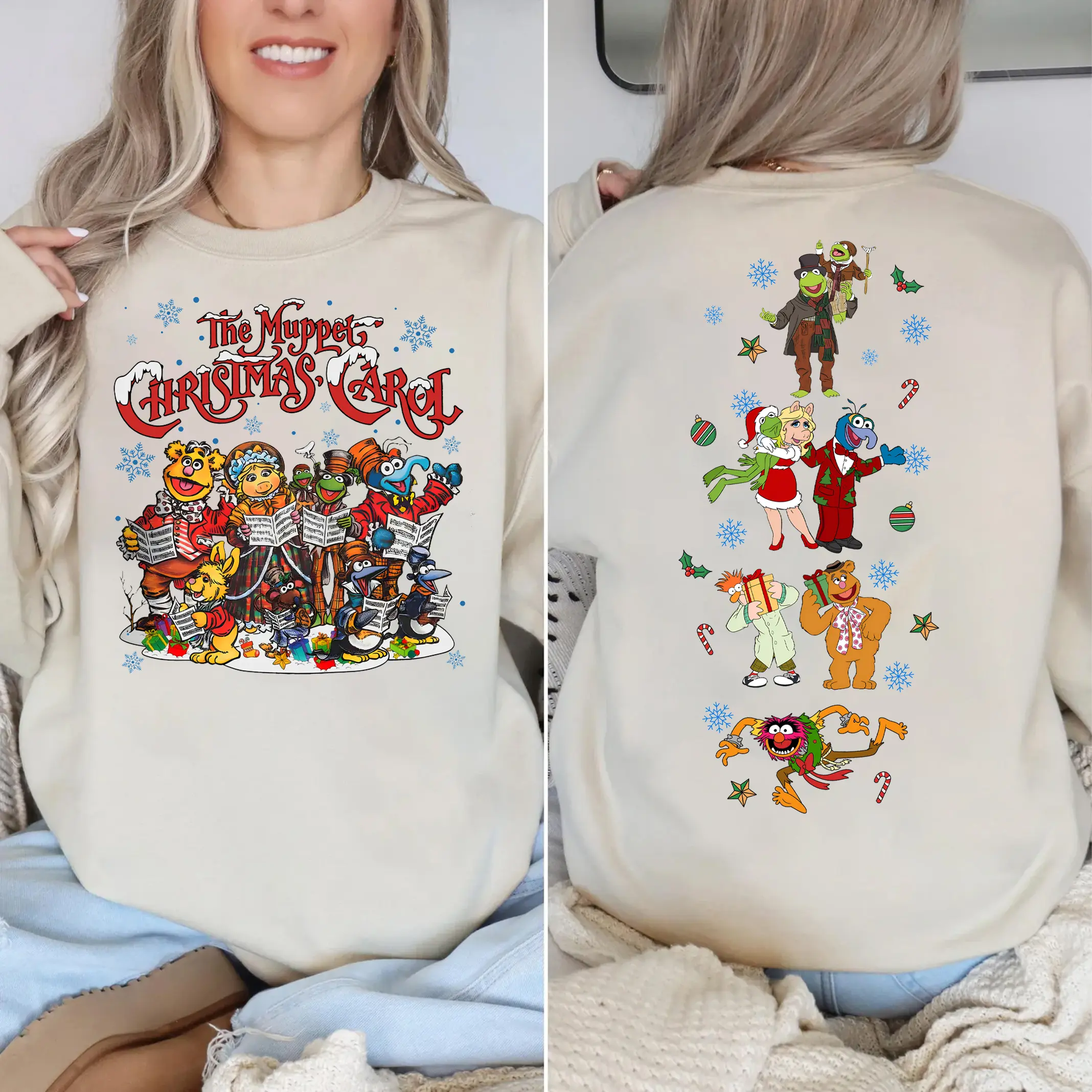 Vintage Muppet Christmas 2 Sides Sweatshirt, 90s Retro Christmas Movie Sweatshirt, Christmas Hoodie, Family Gift