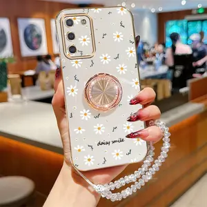S10 Lite Fashion Series Crystal Jewelry Strap Lanyard Phone Holder Case For Compatible With Samsung Galaxy S10 Lite Plating Cover and Shockproof Sunshine Healthy Daisy Protector Cases Accessories