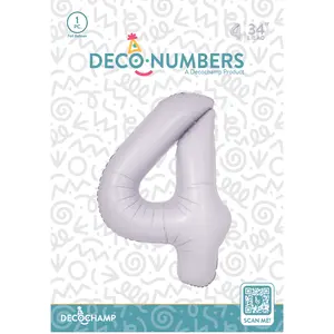Number 4 Lilac Foil Balloon 34" (Single Pack) DECONUMBER
