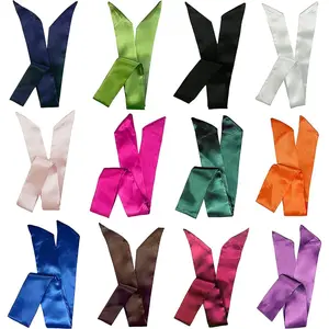 12PCS Elegant Satin Long Ribbon Scarves,Mixed Designs Satin Head Hair,Tie Bundle,Slender Decorative Neckerchiefs,Elegant Hairbands,Bag Ribbon Scarf Wrap