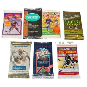 1990-1992 MEGA Vintage Value Bundle - 7 Packs - 90 Cards - 3 Football & 4 Hockey Packs - Collectible Trading Cards