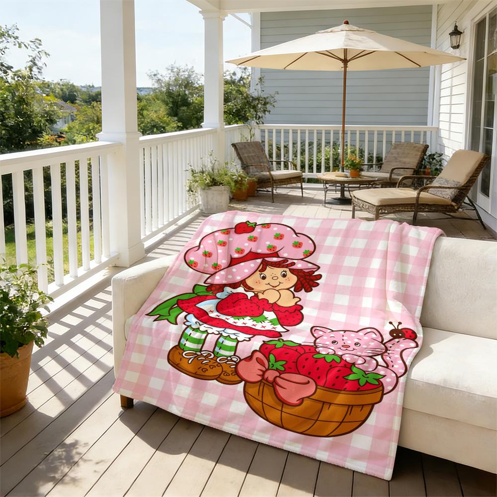 Countdown Sale! Trendy Cartoon Strawberry Shortcake Blanket Flannel Soft Warm Skin-Friendly for Sofa Office Bed Winter Kids  Mothers Day Gift Suitable for all four seasons A gift suitable for fans, friends and children