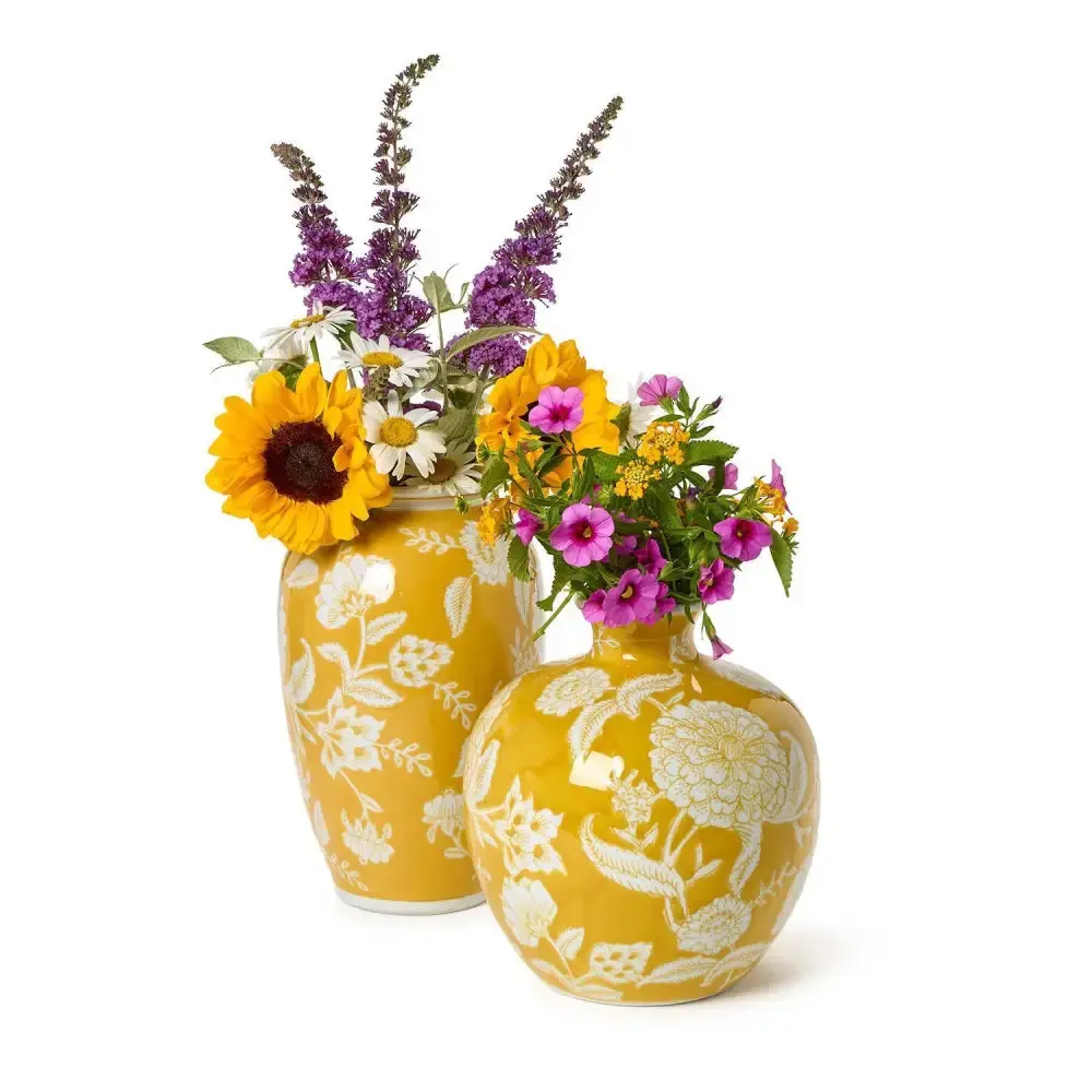 Flora and Fauna Yellow Floral Vases