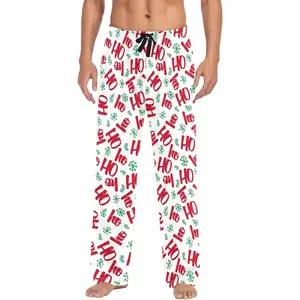 Men's Cotton Pajama Pants Soft Comfy Sleep & Lounge Christmas Hohoho Pjs Bottoms with Pockets