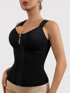 1 Count Women's Waist Cincher Vest, Fajas, Colombian Shapewear, Adjustable Shoulder Straps Zipper Shapewear Tank, Firm Compression Corset Top, Suitable For Work Daily Wear & Special Occasions, Comfortable All Day Shaping Solution