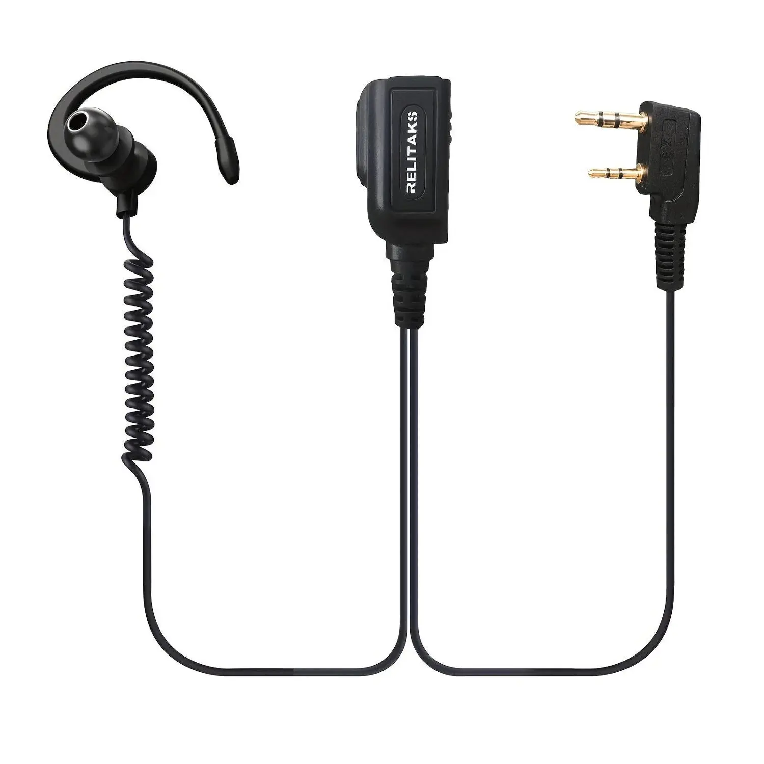 RELITAKS G-Hook In-Ear Walkie Talkie Headset - Removable Ear Hooks, Fits Both Left And Right Ears, Adjustable Cable, K-Type Connector, Works with Baofeng, TYT, Jianwu Walkie Talkies - Perfect for Outdoor Activities, Walkie Talkie Headset