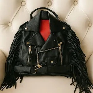 Biker-Inspired Fringe Backpack