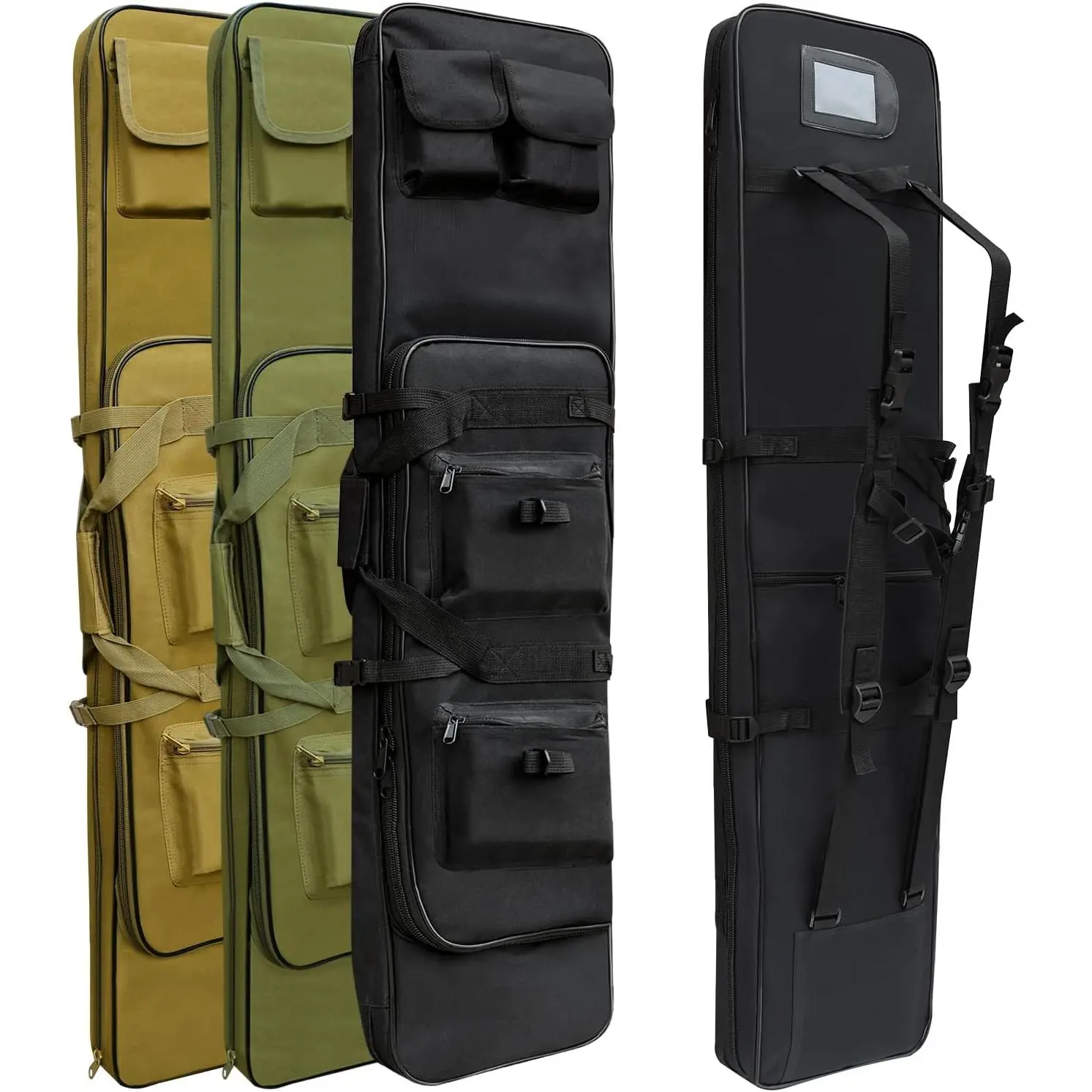 46in Oxford Tactical Outdoor Backpack for Adults, 5.5 lbs Water-Resistant Long Gun Storage Bag with Tactical Accessories, Secondary Compartment, Large-Capacity Gear Holder for Hunting, Camping, Unisex, Shooting Range