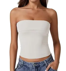 QINSEN Women's Tube Tops Strapless Bandeau Tops Double Lined Slim Fit Summer Going Out Tank Tops QINSEN Women's Tube Tops Strapless Bandeau Tops Double Lined Slim Fit Summer Going Out Tank Tops
