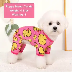 Cute Breathable Dog Clothes, Duck Print Four-Legged Suit, Ideal for Chihuahua Yorkshire Terrier, Cat Apparel