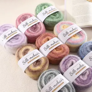 Silk Mohair Gradient Yarn - Hand Dyed Mohair Crochet Hook - Soft Skin Friendly Fiber for Sweaters Scarves Hats Shawls mohair