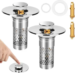 Upgrade Bathroom Sink Stopper 1.06"-1.50", Universal Bathroom Sink Drain Pop Up Stopper for US Bathroom Sink Stainless Steel Floor Drain Filter, U.S. Standard Universal Drain Filter