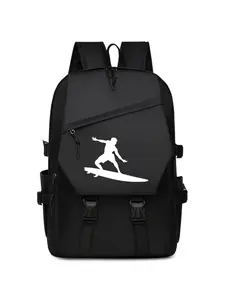 Multifunctional Foldable Sports Backpack, Surf Youth Print Shoulder Bag, High Durability Large Capacity, Washable, Casual Style