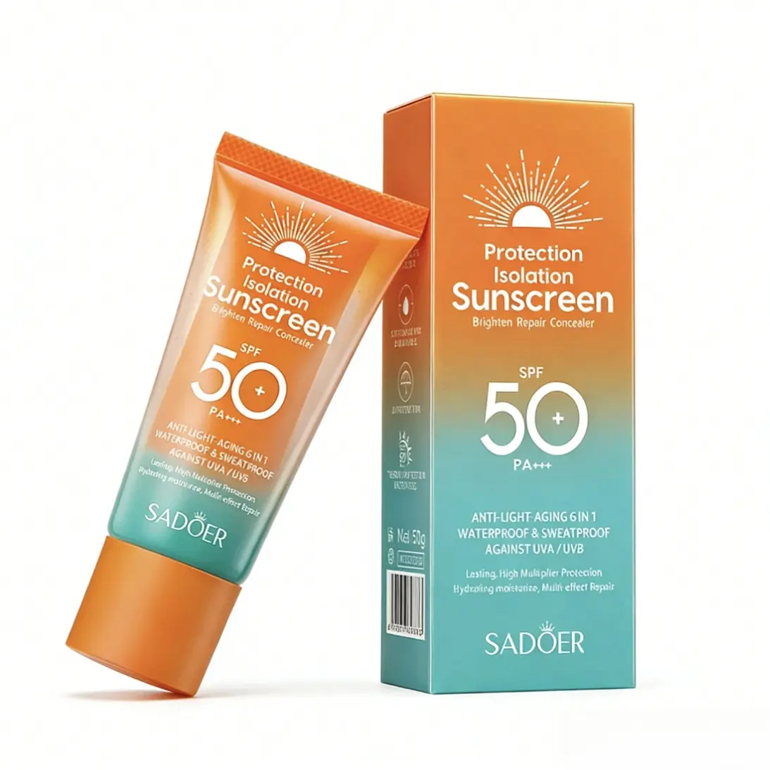 SADOER SPF50+ Facial Sunscreen Lotion - Lightweight Sun Cream, Non-Greasy, Waterproof, UV Protection for Daily Face & Body Use (SPF for Face Formula), Lotion With Spf, Adults, Daily Care, Oil-Free