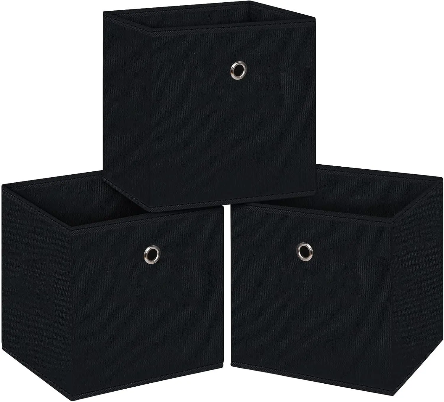 Black Foldable Storage Cubes Bins ,11 Inch Cloth Storage Cube Fabric Storage Box Cubes Organizer Baskets with Handles for Home Organizer Set of 3 (Black) NieEnjoy
